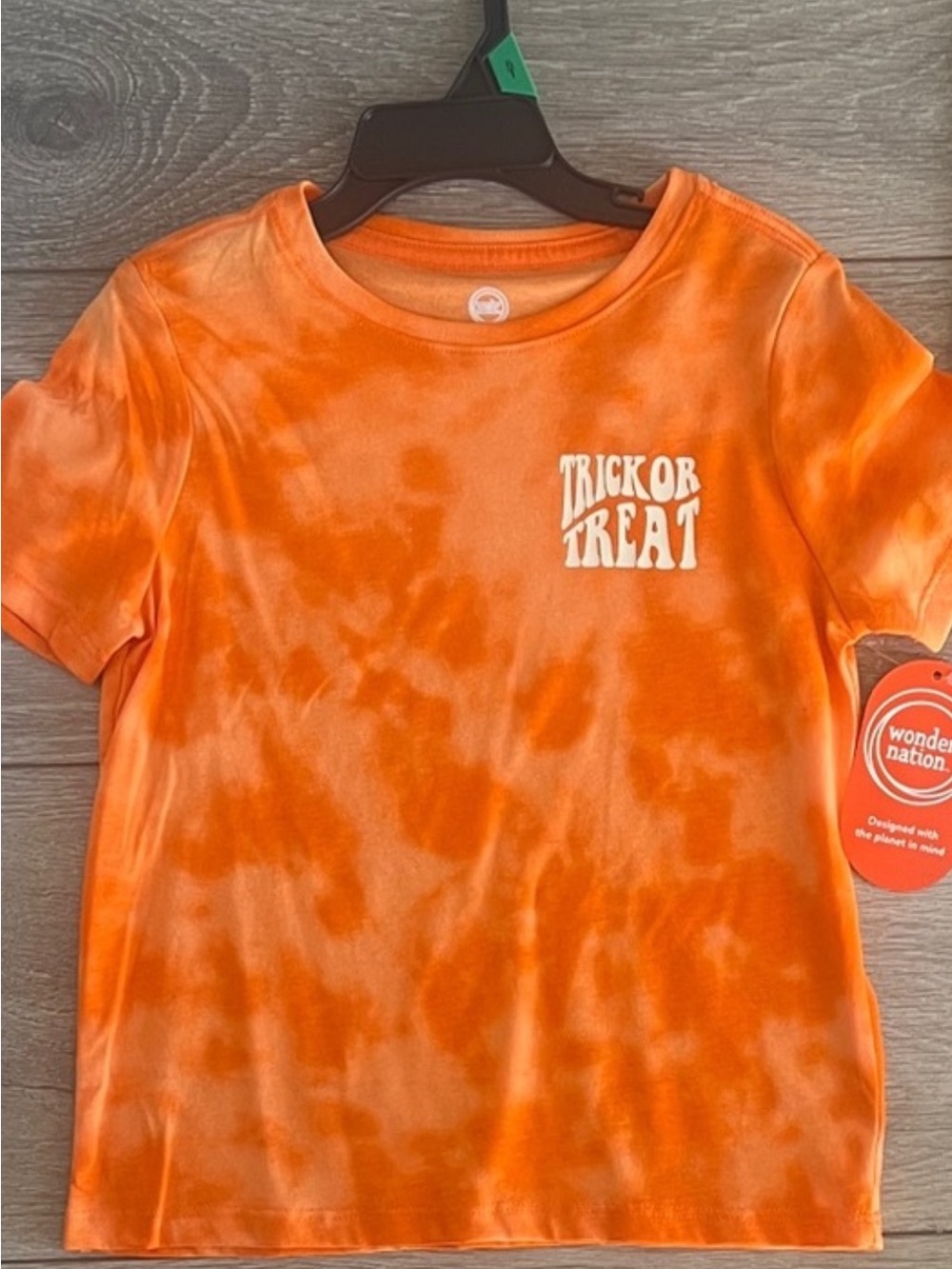 wonder nation Orange Tie-Dye 'Trick or Treat' Short Sleeve Tee